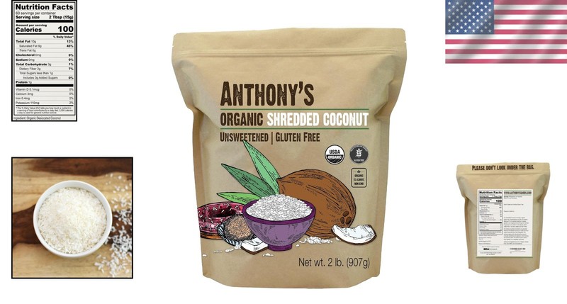Organic Unsweetened Shredded Coconut, 2 lb gallery