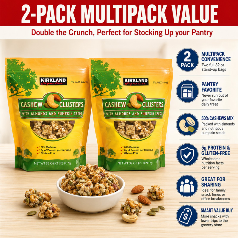 2 Pack Kirkland Signature Cashew Clusters, 2 lbs