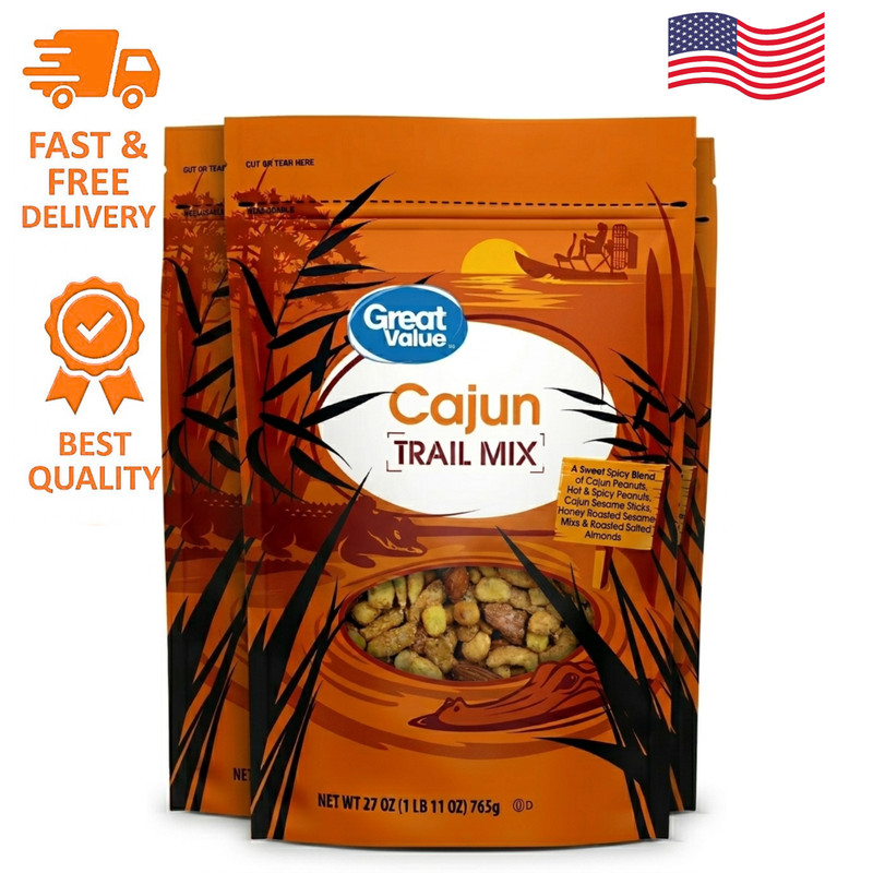 Great Value Cajun Trail Mix 27 oz Pack of 2 Sweet Spicy Snack Nuts