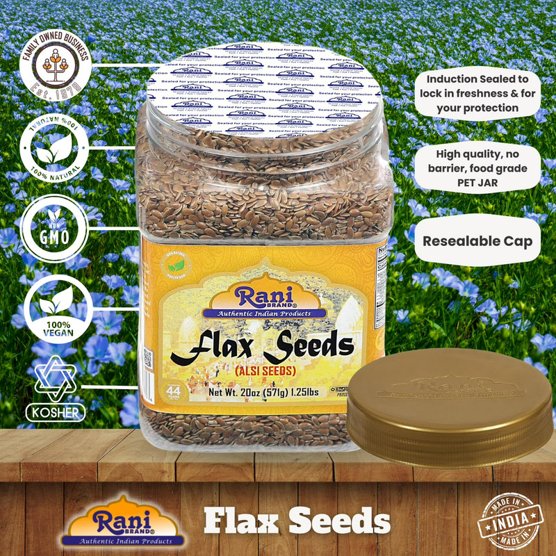 Rani Flax Seeds Whole Raw (Alsi, Linum usitatissimum) 20oz (1.25lbs) 567g PET gallery