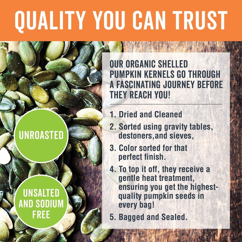 Viva Naturals Organic Pumpkin Seeds, 2 lb 32 oz, 907 g – Shelled, Unroasted, ... gallery