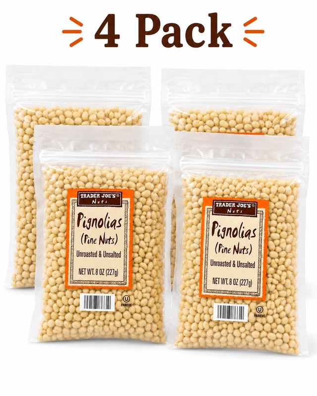 4 Packs of New Trader Joe's Dry Toasted Pignolias Pine Nuts 8oz Each X 4 Bags
