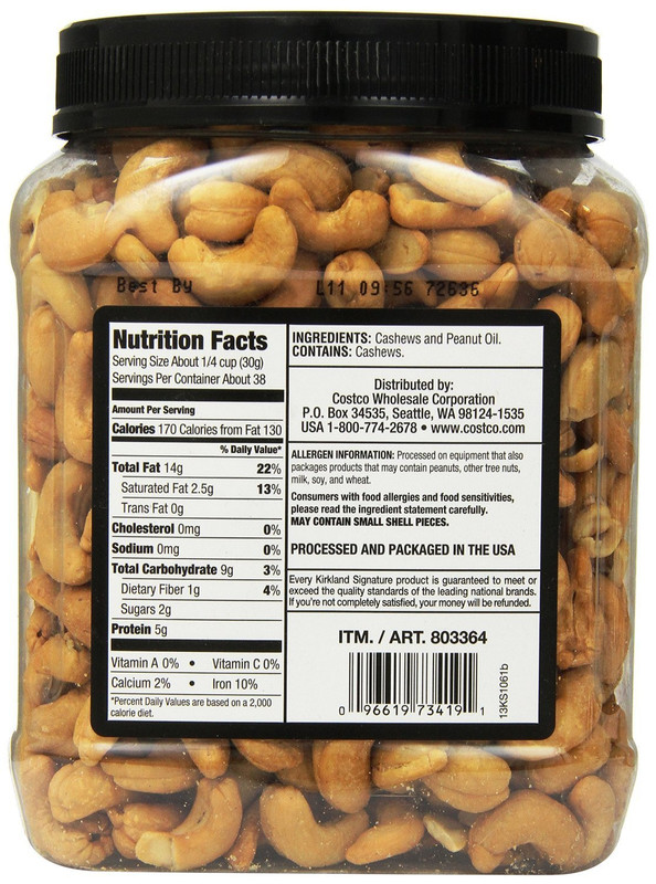 Kirkland Signature Unsalted Cashews, 2.5 Lb, 2 Pack gallery