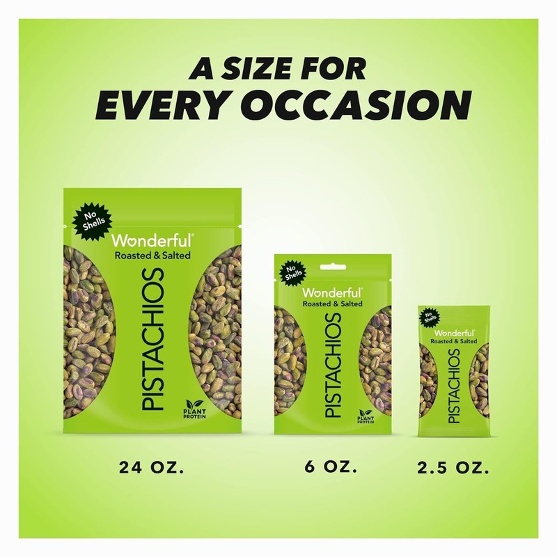Pack of 8 Wonderful Roasted Salted No Shells Pistachios 2.5 Ounces Each gallery