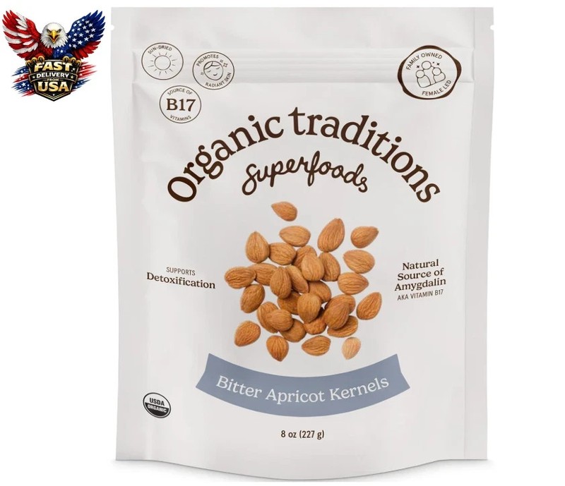 Bitter Apricot Kernels Sweet & Bitter Sundried USDA Organic Vegan Non-GMO 8oz