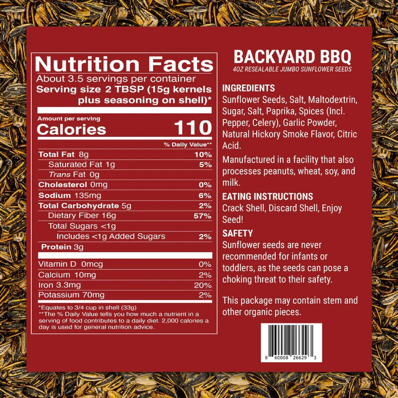 12x Bags Smackin' Backyard BBQ Flavor Jumbo Sunflower Seeds | 4oz | Small Batch gallery