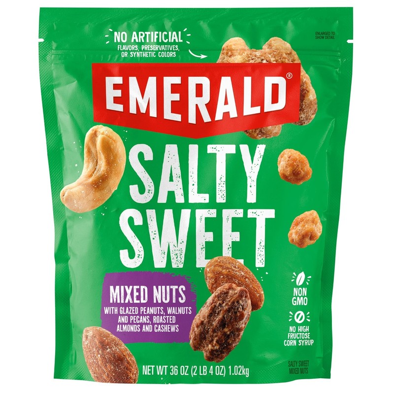 Salty Sweet Mixed Nuts 36oz Resealable Bag | Glazed Peanuts, Walnuts, Pecans & R