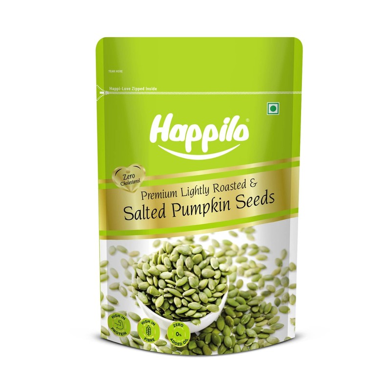 Happilo Roasted Pumpkin Seeds 200g | Premium Lightly Salted, Fiber-Rich Snack