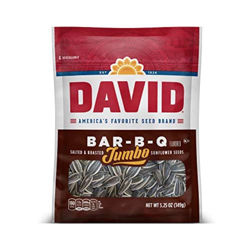 DAVID SEEDS Roasted and Salted Bar-B-Q Jumbo Sunflower Seeds, 5.25 oz