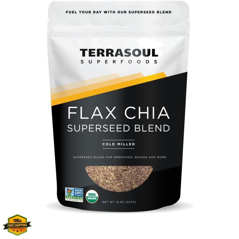 Organic Flax Chia Blend, 8 oz - Cold Milled Flax | Chia Seeds | Superseed Boo...
