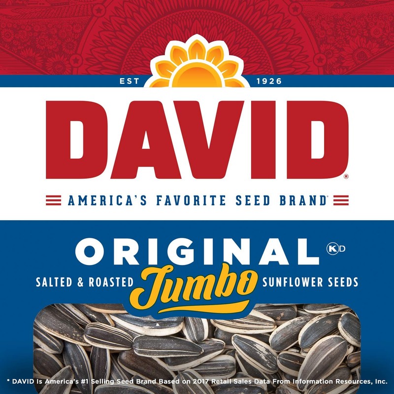 DAVID Roasted and Salted Original Jumbo Sunflower Seeds, 5.25 oz (Pack of 5) gallery
