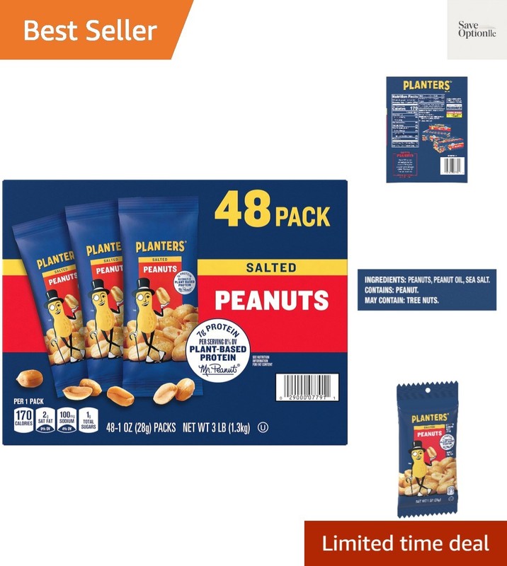 Salted Peanuts in Convenient 1 oz Packs – 48 Individual Kosher Snacks
