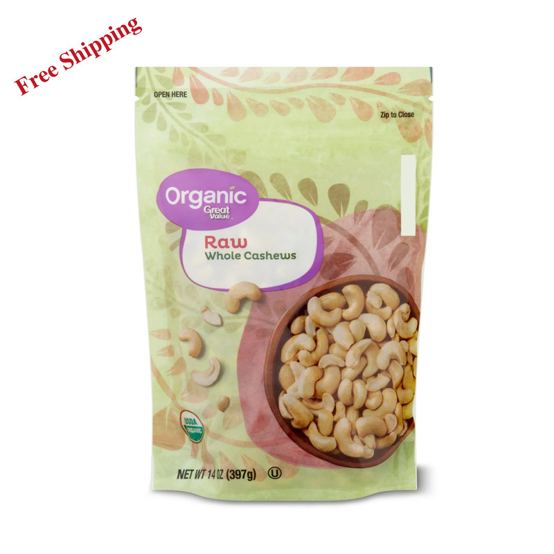 Great Value Organic Raw Whole Cashews, 14 oz Free Shipping****