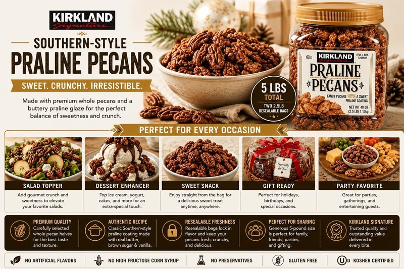 Delicious Praline Pecans 2.5lb Family Bundle - Sweet Snack, Pack of 2 gallery