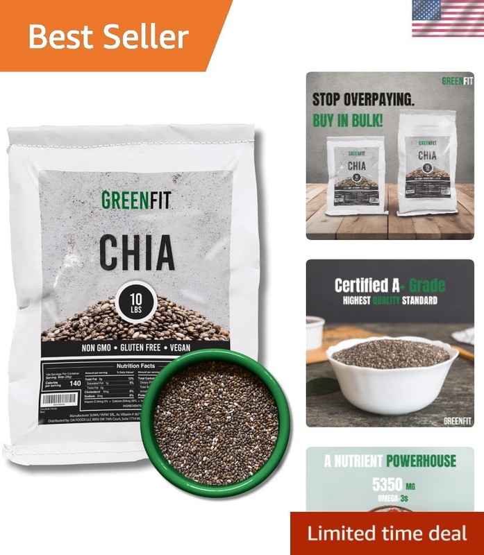 Bulk Chia Seeds 10Lbs Bag | A+ Grade Chia | Nutrient-Packed Superfood | Non-G…
