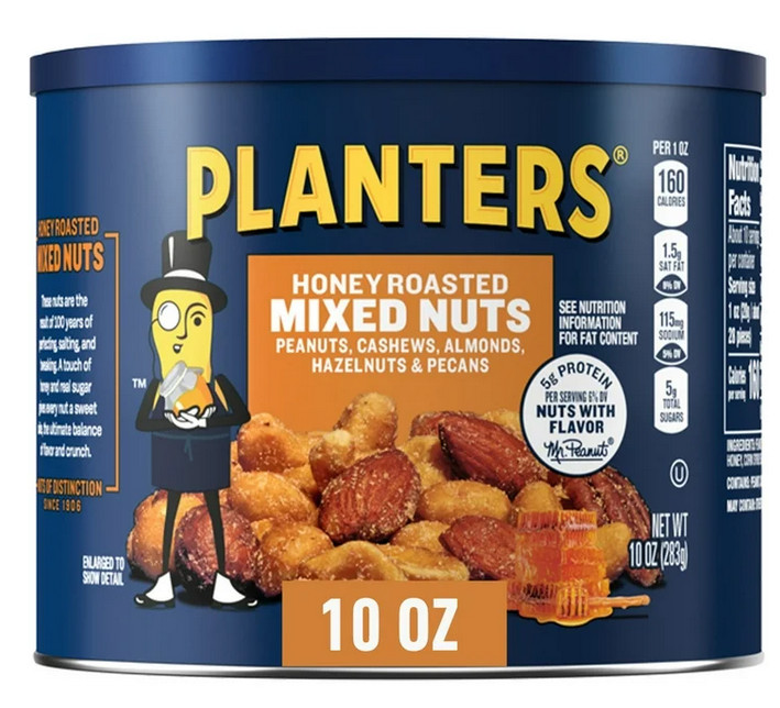 PLANTERS Honey Roasted Mixed Nuts, Party Snacks, Plant-Based Protein, 10 Oz Stee gallery