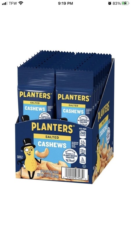 Planters Salted Cashews, 1.5 oz., 18 pk.