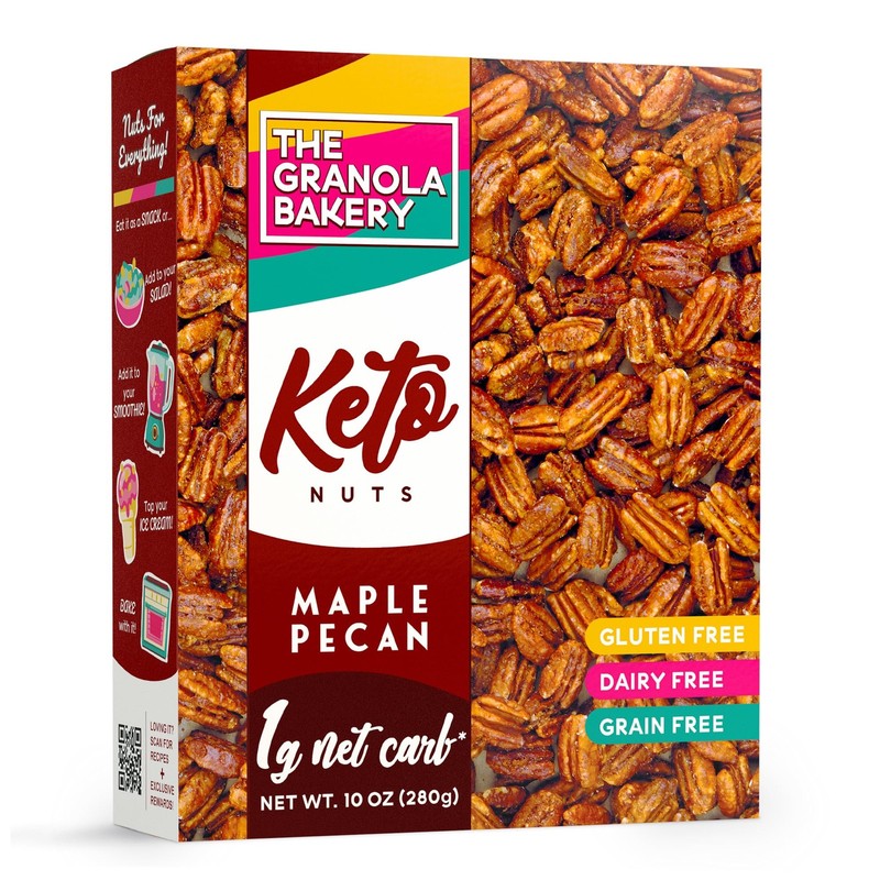 Keto Maple Pecans | 1g Net Carbs | Gluten-Free Low Carb Snack, 10 Oz