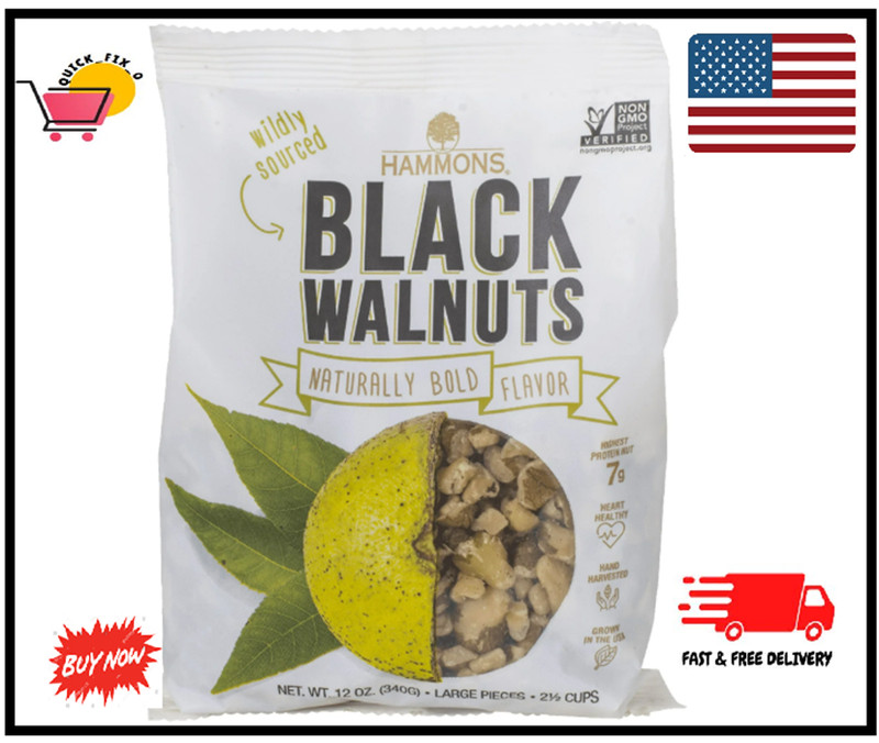 Hammons Hand Harvested Black Walnuts Large Pieces 12 oz