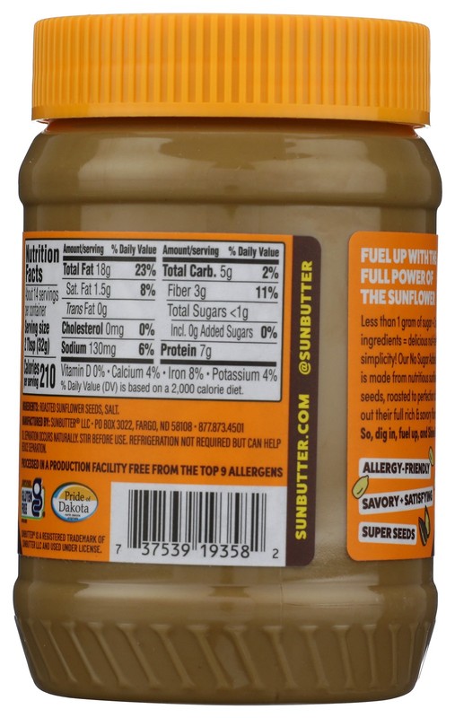 Sunbutter Sunflower Seed Butter No Sugar Added 16 Ounce Jar Seeds Oz 6 Pack gallery