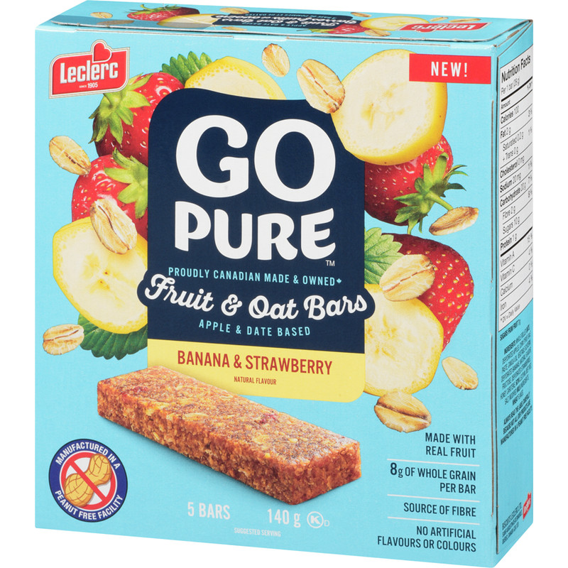 2-Pack Leclerc Go Pure Fruit and Oat Bars, Banana and Strawberry gallery