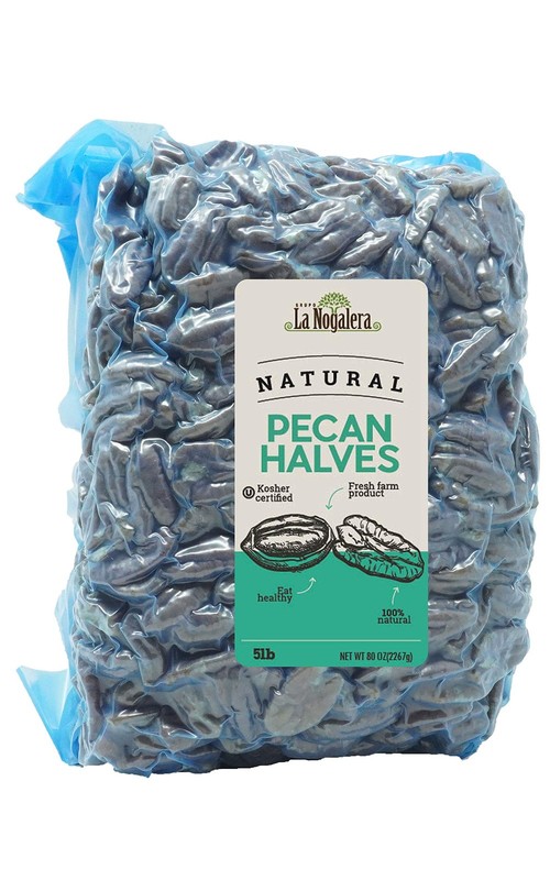 La Nogalera Pecans Raw pecan nuts, Natural, 5 lbs vacuum sealed bag. They