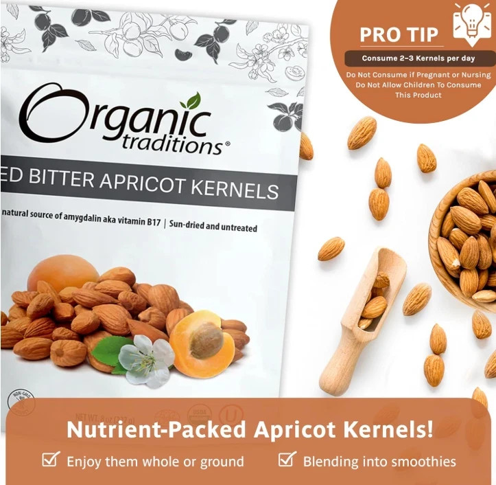Bitter Apricot Kernels Sweet & Bitter Sundried USDA Organic Vegan Non-GMO 8oz gallery