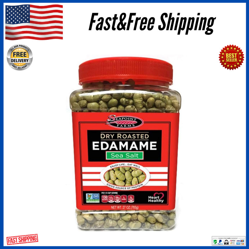 Dry Roasted Edamame Sea Salt Vegan Gluten-Free Kosher and Non-GMO Crunchy Sna...