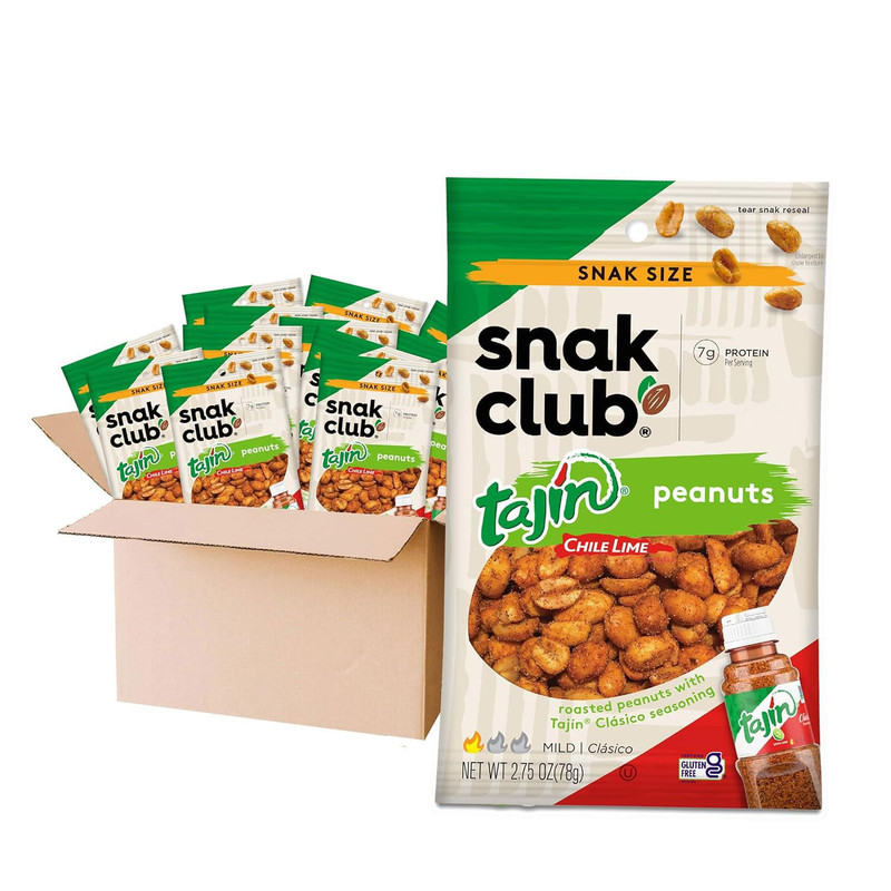 Tajin Peanuts, Roasted Nuts with Chili and Lime Seasoning, Mild, 2.75 Oz Snack B