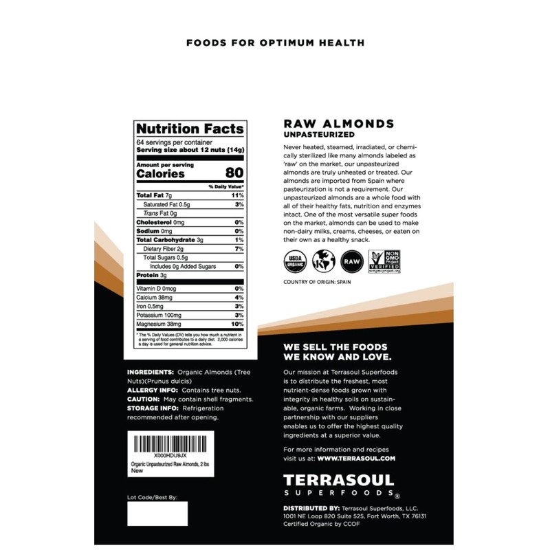 Raw Unpasteurized Almonds, 6 lbs, 3-Pack