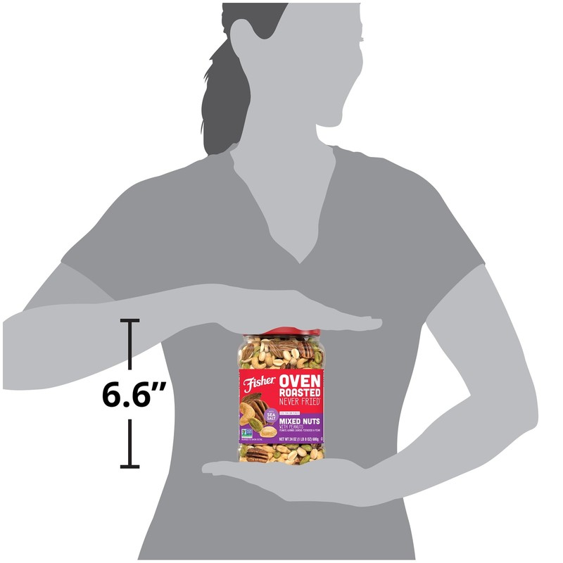 Chef'S Naturals Fisher Oven Roasted Never Fried Mixed Nuts Peanuts 24 Ounces gallery