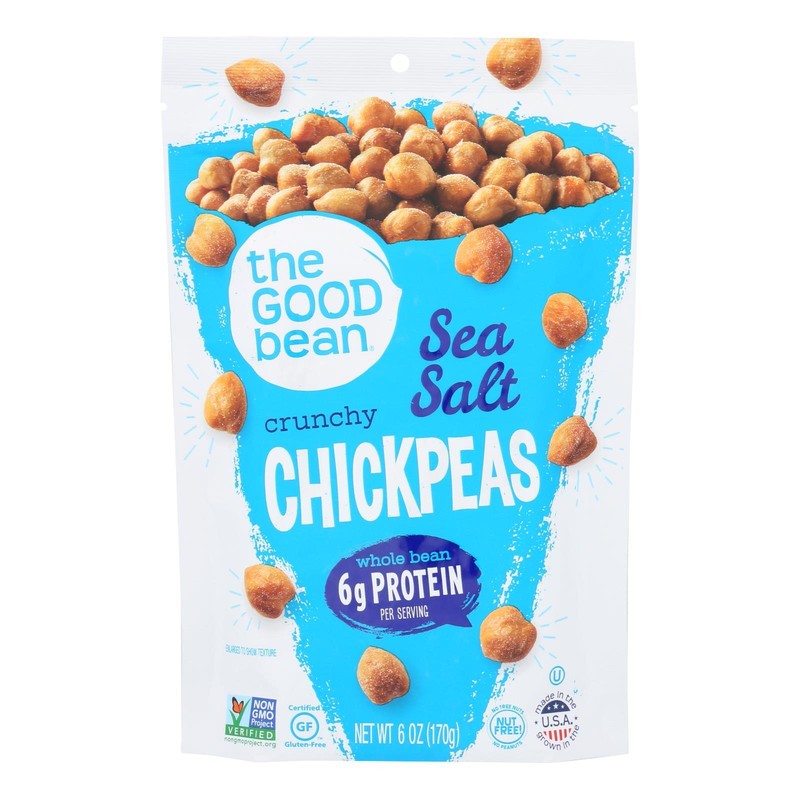 The Good Bean Crispy Crunchy Chickpea Snacks - Sea Salt - Case of 6 - 6 oz.