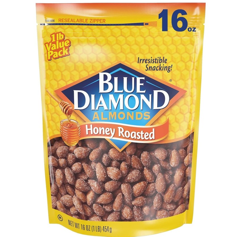 Blue Diamond Almonds Honey Roasted Almonds, No Cholesterol, Honey Roasted, 16 oz