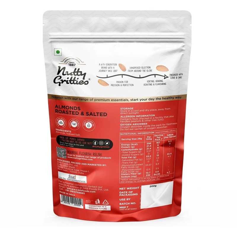 Nutty Gritties Premium California Roasted Almonds 200g, Free Shipping World Wide gallery