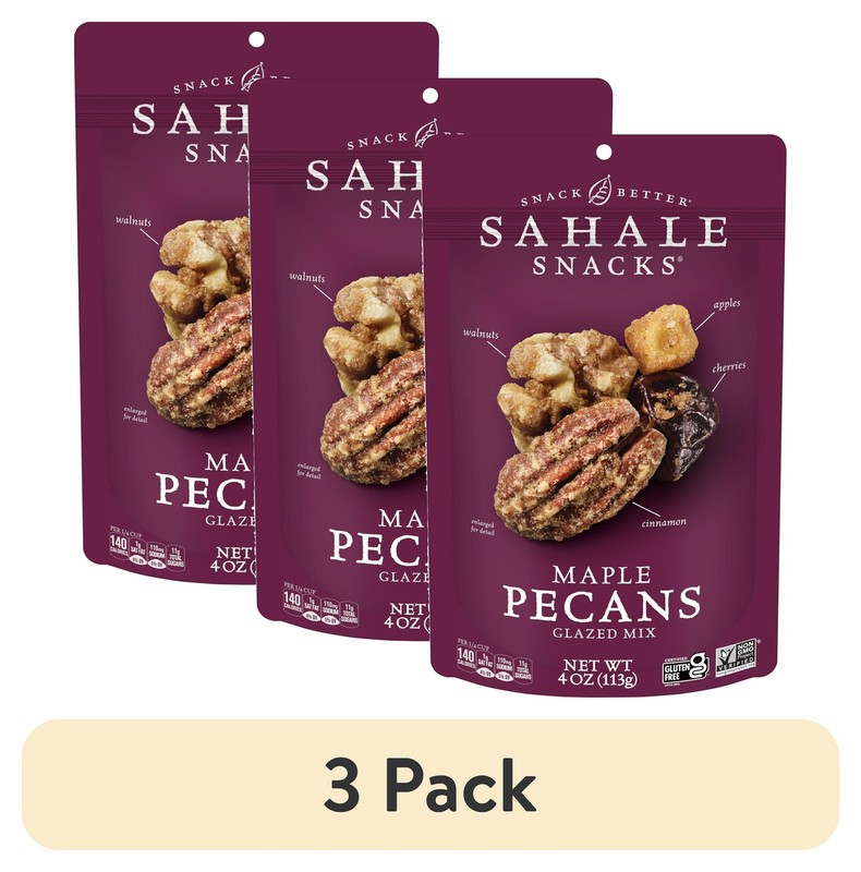 3 Pack Maple Pecans Glazed Mix Gluten-Free Snack 4-Ounce Bag – Non-GMO Project