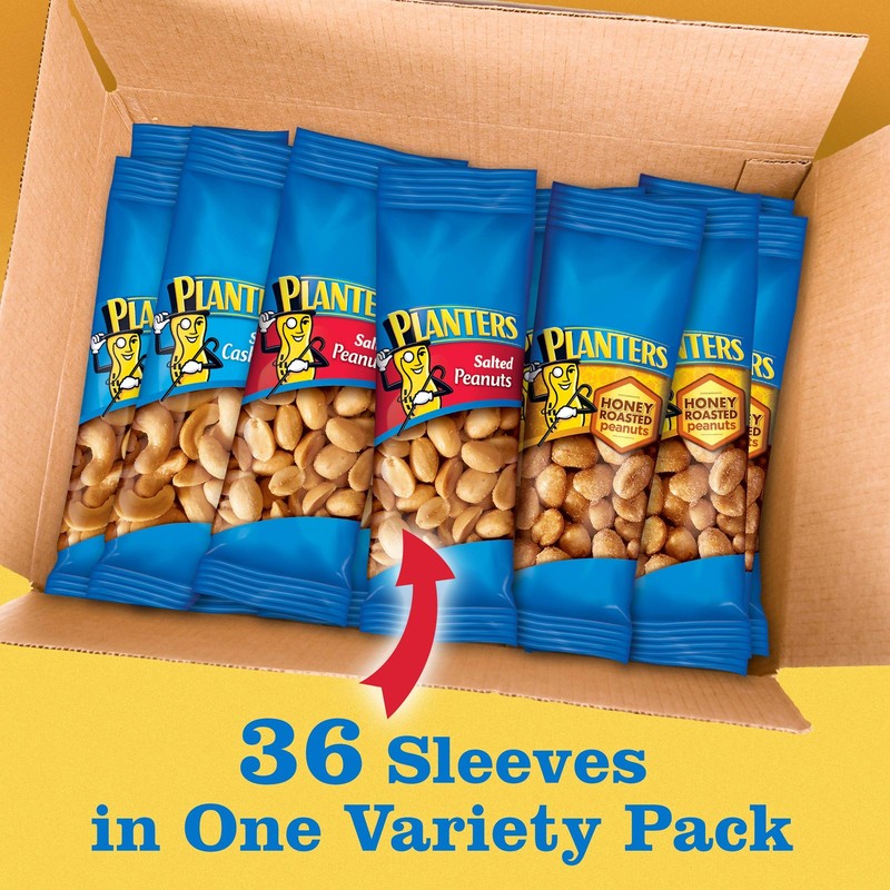 PLANTERS Variety Pack, Salted Cashews, Salted Peanuts & Honey Roasted Peanuts... gallery