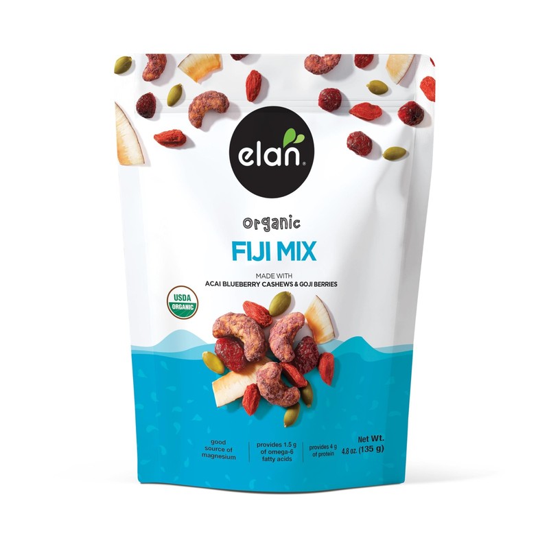 Elan Organic Fiji Mix, 4.8 oz, NonGMO, GlutenFree, Vegan, Kosher Dried Fruits