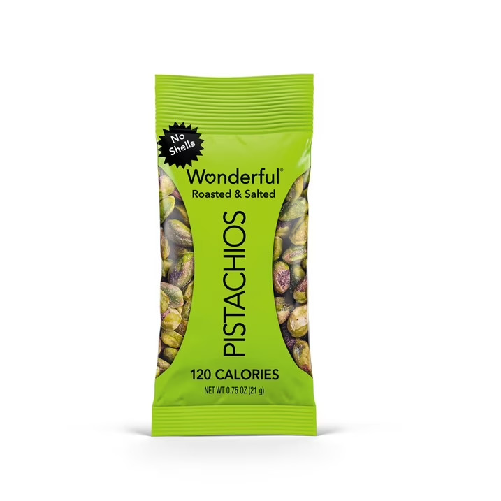 Wonderful Salted & Roasted Pistachios, No Shells, 0.75 oz., 21 pk. gallery