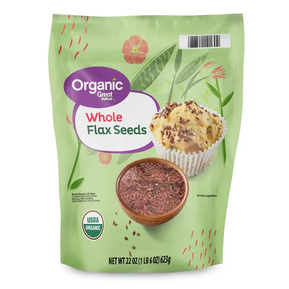 Great Value Organic Whole Flax Seed, 22 oz Free Shipping