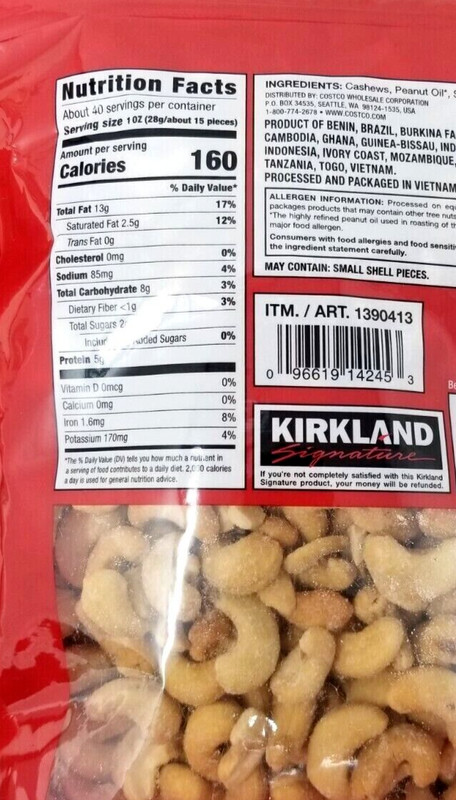 Kirkland Signature Fancy Whole Cashews, 2.5 lbs Dry Fruits Nuts Healthy Snack gallery