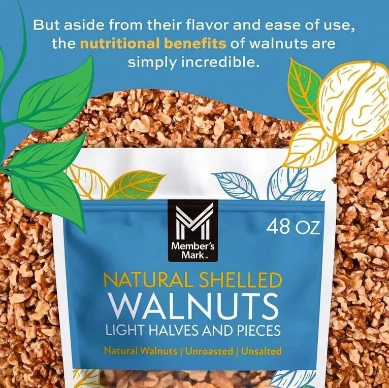 2 PACK - Member's Mark Natural Shelled Walnuts 3 lbs (Total 6 lbs) FREE SHIP!! gallery