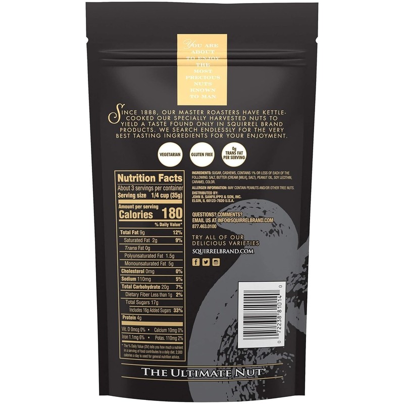 Squirrel Brand Sweet Brown Butter Cashews, 3.5 Ounces Resealable Bag, Gluten gallery