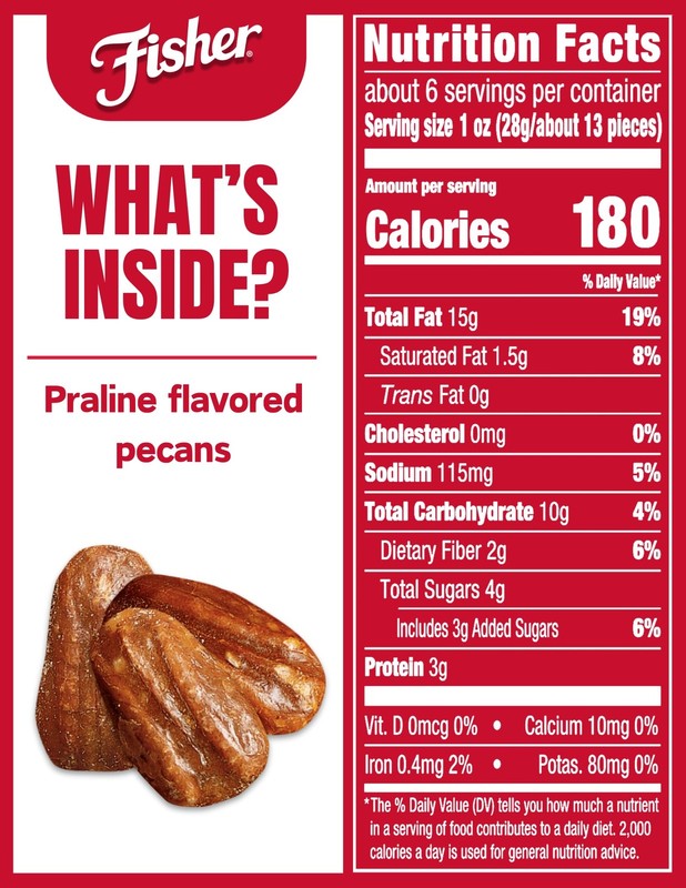 Fisher Snack Praline Pecans, 5.5 oz (Pack of 1), Resealable Pouch, Mammoth Ca... gallery