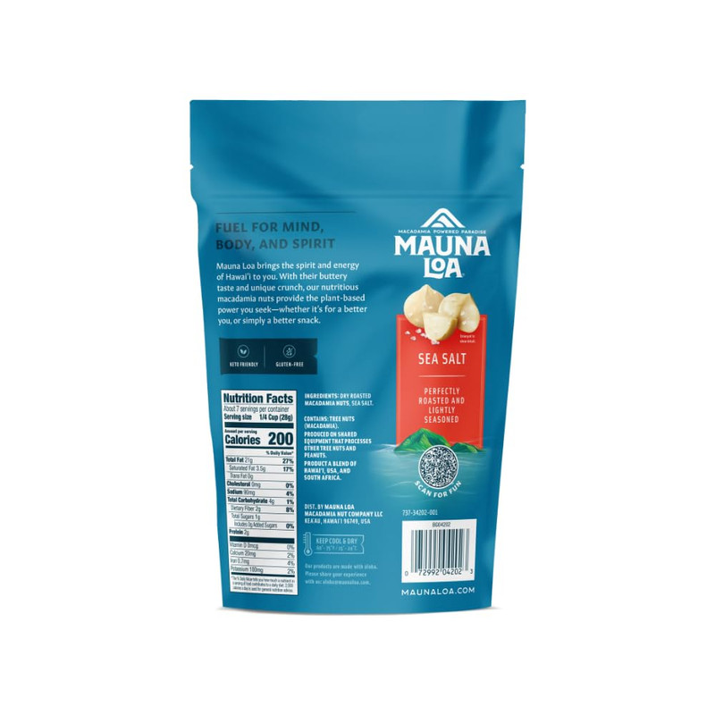 Mauna Loa Sea Salt Roasted Macadamia Nuts, 7 Oz Resealable Bag, Keto Friendly, G gallery