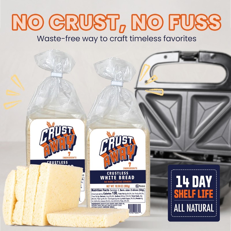 Crust Away Crustless Whole Wheat & White Bread – Clean Ingredients – Non-GMO,... gallery