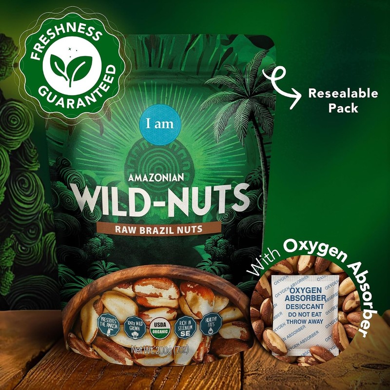 Organic Brazil Nuts Raw 7oz Pouch Wild Grown Nuts Rich in Selenium Non-GMO gallery