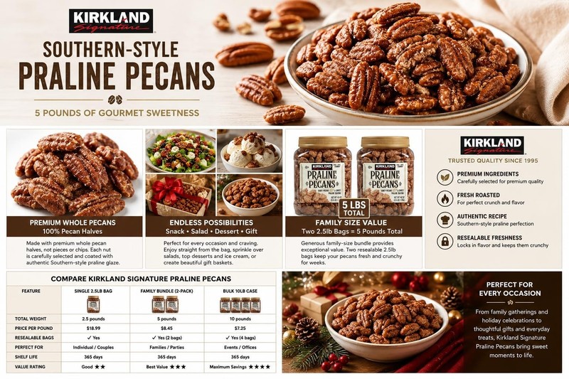 Delicious Praline Pecans 2.5lb Family Bundle - Sweet Snack, Pack of 2 gallery