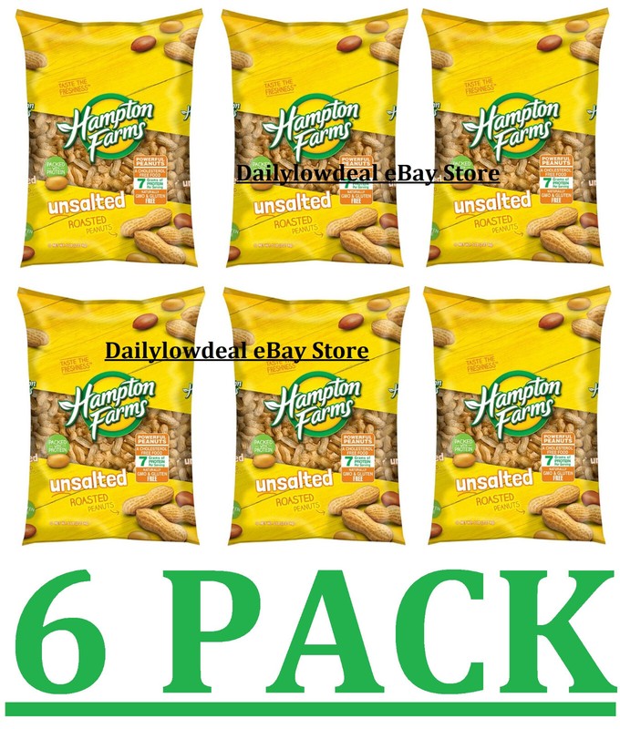 6 Pack-Hampton Farms Unsalted In-Shell Peanuts (5 lbs.) (Total 30 lbs)