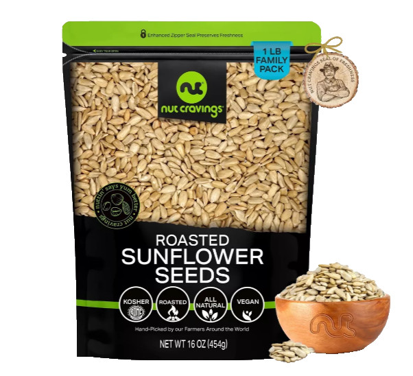 Nut Cravings Roasted Sunflower Seeds – Unsalted, No Shell, All Natural, Kosher