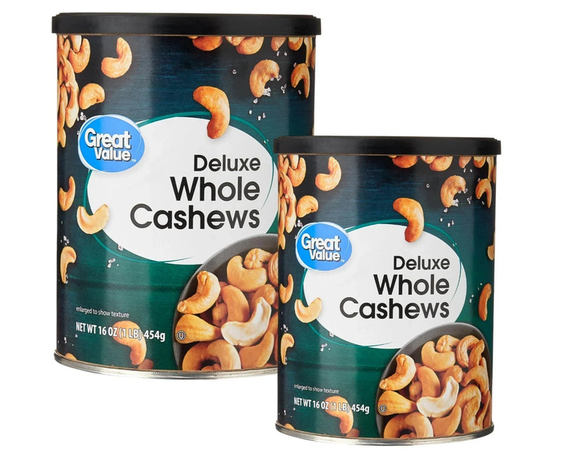 Great Value Deluxe Whole Cashews, Salted, 16 oz 2 Pack